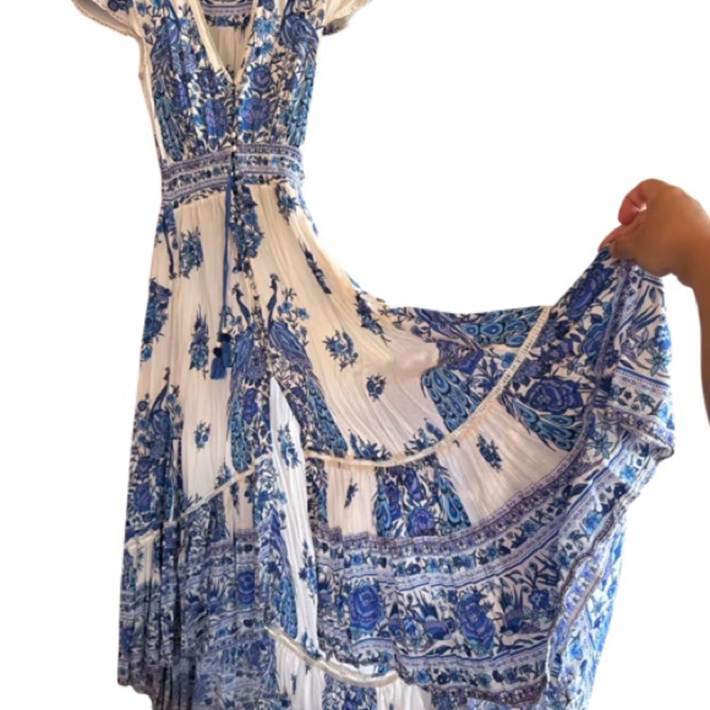 Hotel Paradiso Spell Blue and White Floral Maxi Dress